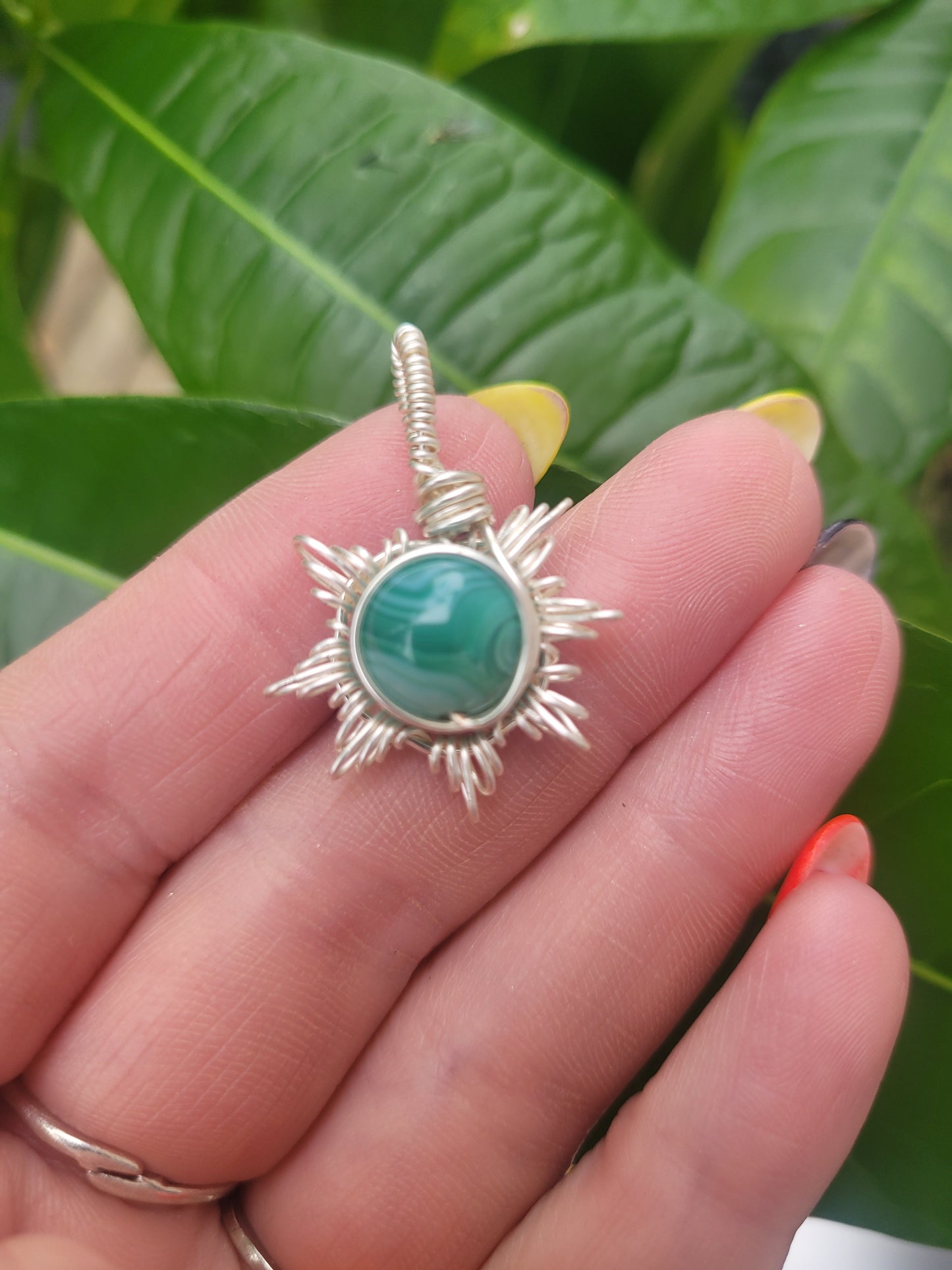 Green Agate Sun Necklace